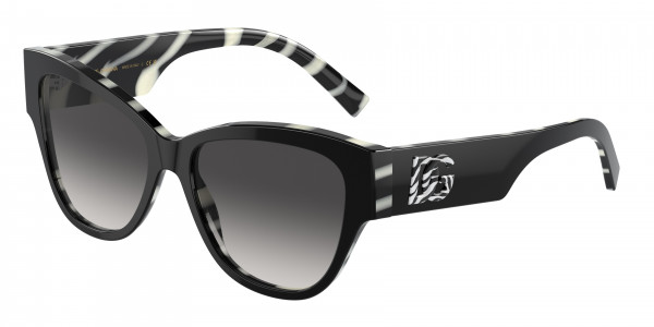 Dolce & Gabbana DG4449 Sunglasses, 3372/P BLACK ON ZEBRA LIGHT GREY GRAD (BLACK)