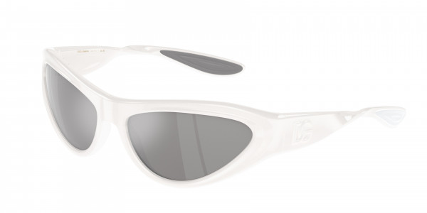 Dolce & Gabbana DG6190 Sunglasses, 33126G WHITE LIGHT GREY MIRROR SILVER (WHITE)