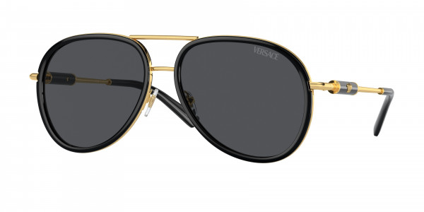 Versace VE2260 Sunglasses, 100287 BLACK DARK GREY (BLACK)