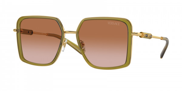 Versace VE2261 Sunglasses, 150913 GREEN TRANSPARENT BROWN GRADIE (GREEN)