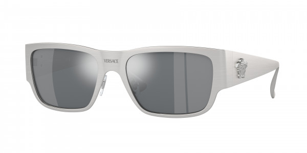 Versace VE2262 Sunglasses, 12666G SILVER LIGHT GREY MIRROR BLACK (SILVER)