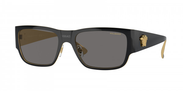 Versace VE2262 Sunglasses, 143381 BLACK DARK GREY POLAR (BLACK)