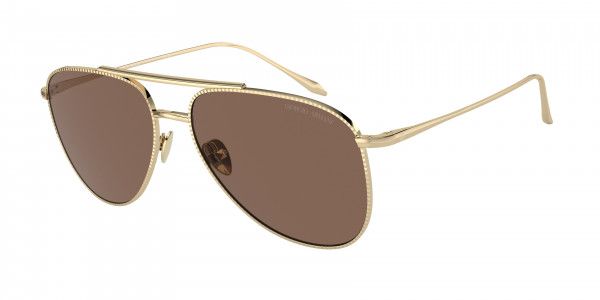 Giorgio Armani AR6152 Sunglasses, 301373 PALE GOLD DARK BROWN (GOLD)