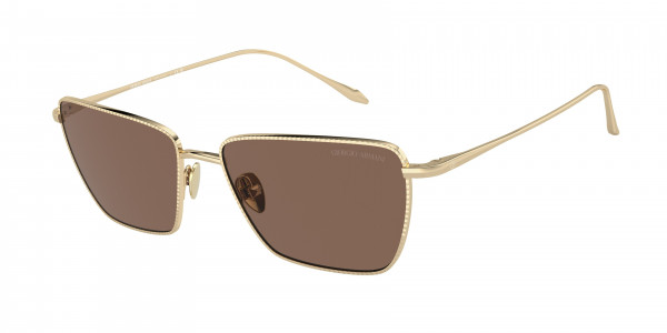 Giorgio Armani AR6153 Sunglasses, 301373 PALE GOLD DARK BROWN (GOLD)