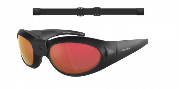Giorgio Armani AR8201Q Sunglasses, 50426Q MATTE BLACK DARK VIOLET MIRROR (BLACK)