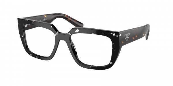 Prada PR A03V Eyeglasses, 15O1O1 HAVANA BLACK/TRANSPARENT (BROWN)