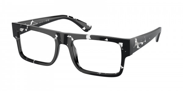 Prada PR A01VF Eyeglasses, 15O1O1 HAVANA BLACK/TRANSPARENT (BROWN)
