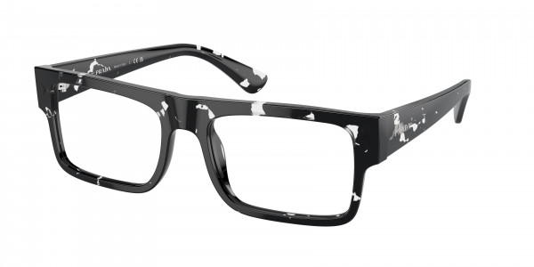 Prada PR A01V Eyeglasses, 15O1O1 HAVANA BLACK/TRANSPARENT (BROWN)