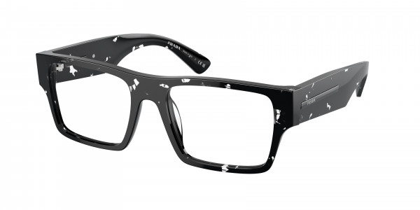 Prada PR A08V Eyeglasses, 15O1O1 HAVANA BLACK/TRANSPARENT (BROWN)