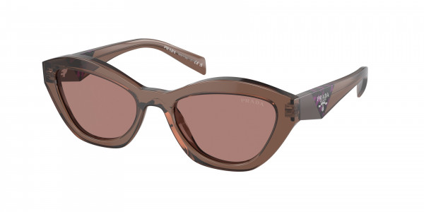 Prada PR A02S Sunglasses, 17O60B BROWN TRANSPARENT LIGHT BROWN (BROWN)
