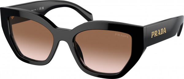 Prada PR A09S Sunglasses, 1AB0A6 BLACK BROWN GRADIENT (BLACK)
