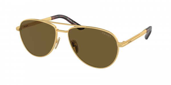Prada PR A54S Sunglasses, 1BK01T MATTE GOLD DARK BROWN (GOLD)
