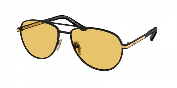 Prada PR A54S Sunglasses, 1BO90C MATTE BLACK YELLOW (BLACK)