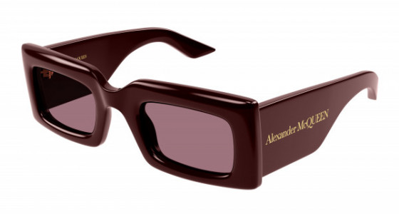 Alexander McQueen AM0433S Sunglasses, 003 - BURGUNDY with RED lenses