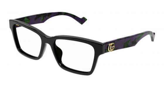 Gucci GG1476OK Eyeglasses, 003 - BLACK with HAVANA temples and TRANSPARENT lenses