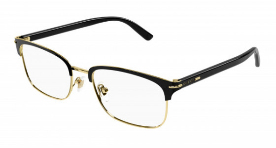 Gucci GG1448O Eyeglasses, 001 - GOLD with BLACK temples and TRANSPARENT lenses