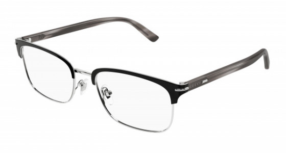 Gucci GG1448O Eyeglasses, 003 - SILVER with HAVANA temples and TRANSPARENT lenses