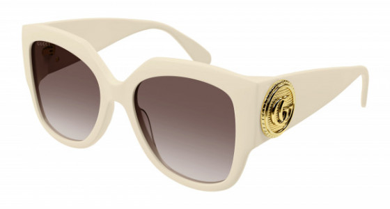 Gucci GG1407S Sunglasses, 004 - IVORY with BROWN lenses