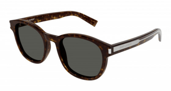 Saint Laurent SL 620 Sunglasses, 002 - HAVANA with CRYSTAL temples and GREY lenses