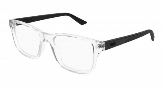 Puma PU0434O Eyeglasses, 004 - CRYSTAL with BLACK temples and TRANSPARENT lenses