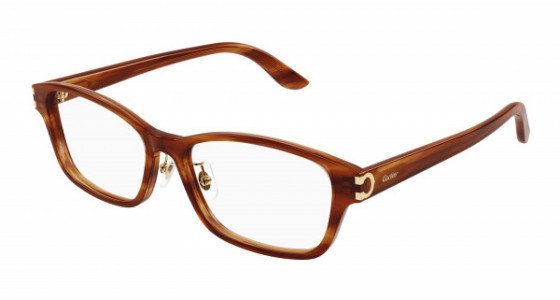 Cartier CT0457OJ Eyeglasses, 004 - HAVANA with TRANSPARENT lenses