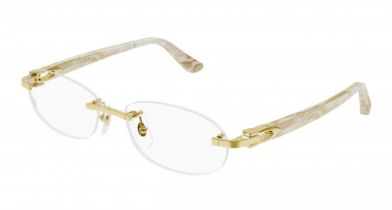 Cartier CT0455OJ Eyeglasses, 003 - GOLD with IVORY temples and TRANSPARENT lenses