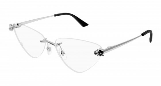 Cartier CT0448O Eyeglasses, 002 - SILVER with TRANSPARENT lenses