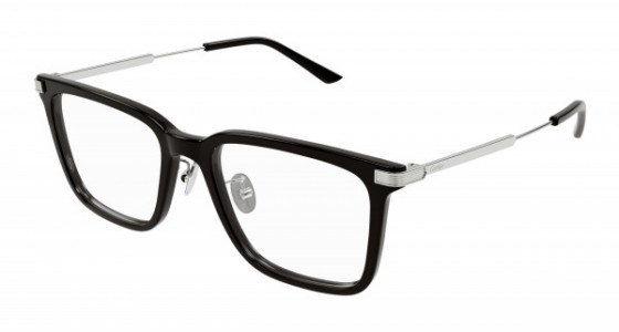 Cartier CT0384O Eyeglasses, 001 - BLACK with SILVER temples and TRANSPARENT lenses