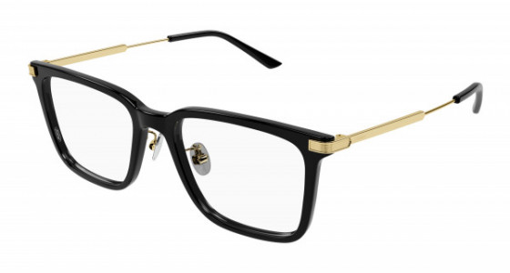 Cartier CT0384O Eyeglasses, 003 - BLACK with GOLD temples and TRANSPARENT lenses
