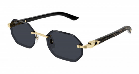 Cartier CT0439S Sunglasses, 001 - GOLD with BLACK temples and GREY lenses