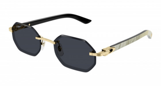 Cartier CT0439S Sunglasses, 002 - GOLD with WHITE temples and GREY lenses