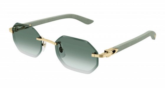 Cartier CT0439S Sunglasses, 004 - GOLD with GREEN temples and GREEN lenses