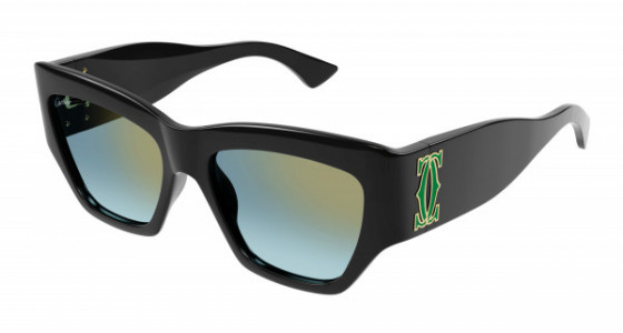 Cartier CT0435S Sunglasses, 003 - BLACK with GREEN lenses