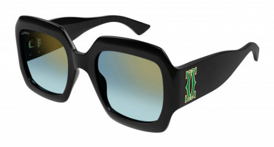 Cartier CT0434S Sunglasses, 003 - BLACK with GREEN lenses