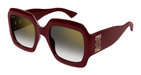 Cartier CT0434S Sunglasses, 004 - BURGUNDY with GREY lenses