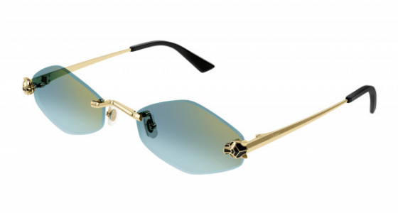 Cartier CT0433S Sunglasses, 003 - GOLD with GREEN lenses