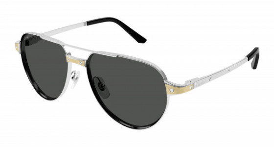 Cartier CT0425S Sunglasses, 001 - SILVER with SMOKE polarized lenses