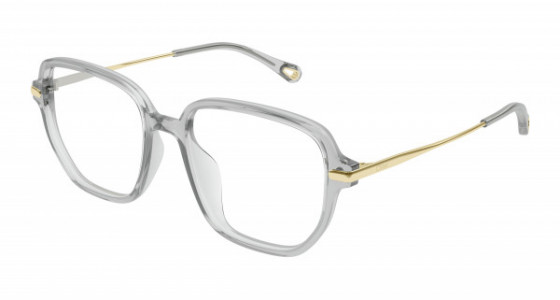 Chloé CH0218OA Eyeglasses, 002 - GREY with GOLD temples and TRANSPARENT lenses