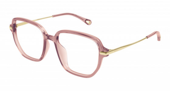 Chloé CH0218OA Eyeglasses, 003 - BROWN with GOLD temples and TRANSPARENT lenses