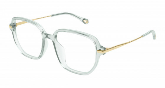 Chloé CH0218OA Eyeglasses, 004 - GREEN with GOLD temples and TRANSPARENT lenses
