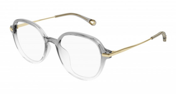 Chloé CH0217OA Eyeglasses, 001 - GREY with GOLD temples and TRANSPARENT lenses