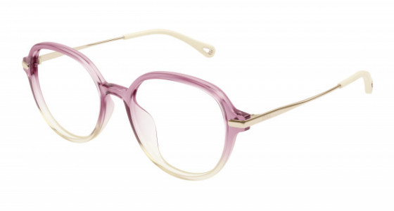 Chloé CH0217OA Eyeglasses, 002 - PINK with GOLD temples and TRANSPARENT lenses