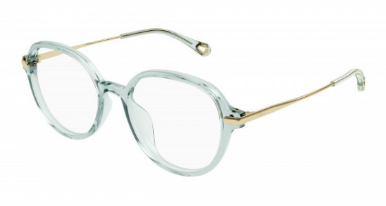 Chloé CH0217OA Eyeglasses, 003 - GREEN with GOLD temples and TRANSPARENT lenses
