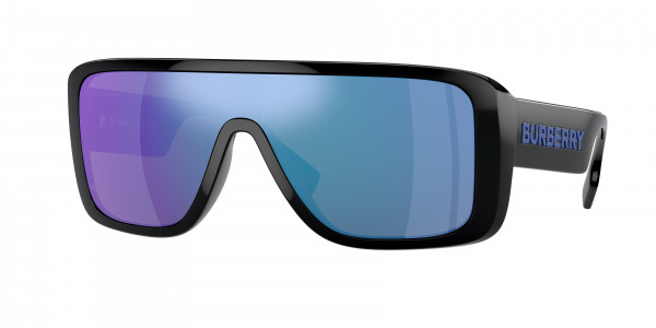 Burberry BE4401U Sunglasses, 300155 BLACK LIGHT GREEN MIRROR BLUE (BLACK)