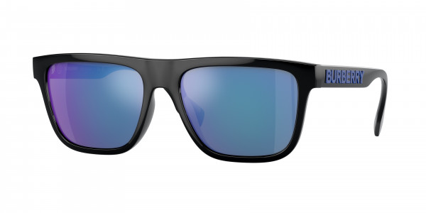 Burberry BE4402U Sunglasses, 300155 BLACK LIGHT GREEN MIRROR BLUE (BLACK)