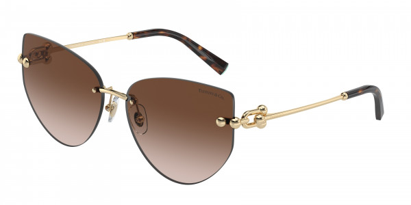 Tiffany & Co. TF3096 Sunglasses, 62013B PALE GOLD BROWN GRADIENT (GOLD)