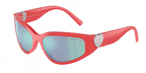 Tiffany & Co. TF4217 Sunglasses, 8370MA CORAL PINK MIRROR BLUE (RED)