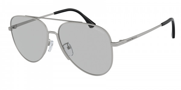 Emporio Armani EA2149D Sunglasses, 304587 MATTE SILVER LIGHT GREY (SILVER)