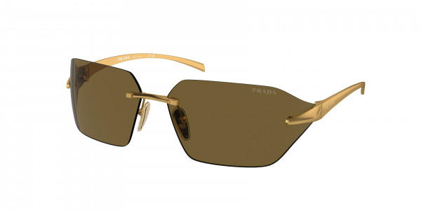 Prada PR A55S Sunglasses, 15N01T SATIN YELLOW GOLD DARK BROWN (GOLD)
