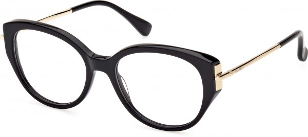 Max Mara MM5116 Eyeglasses, 001 - Shiny Black / Shiny Pale Gold